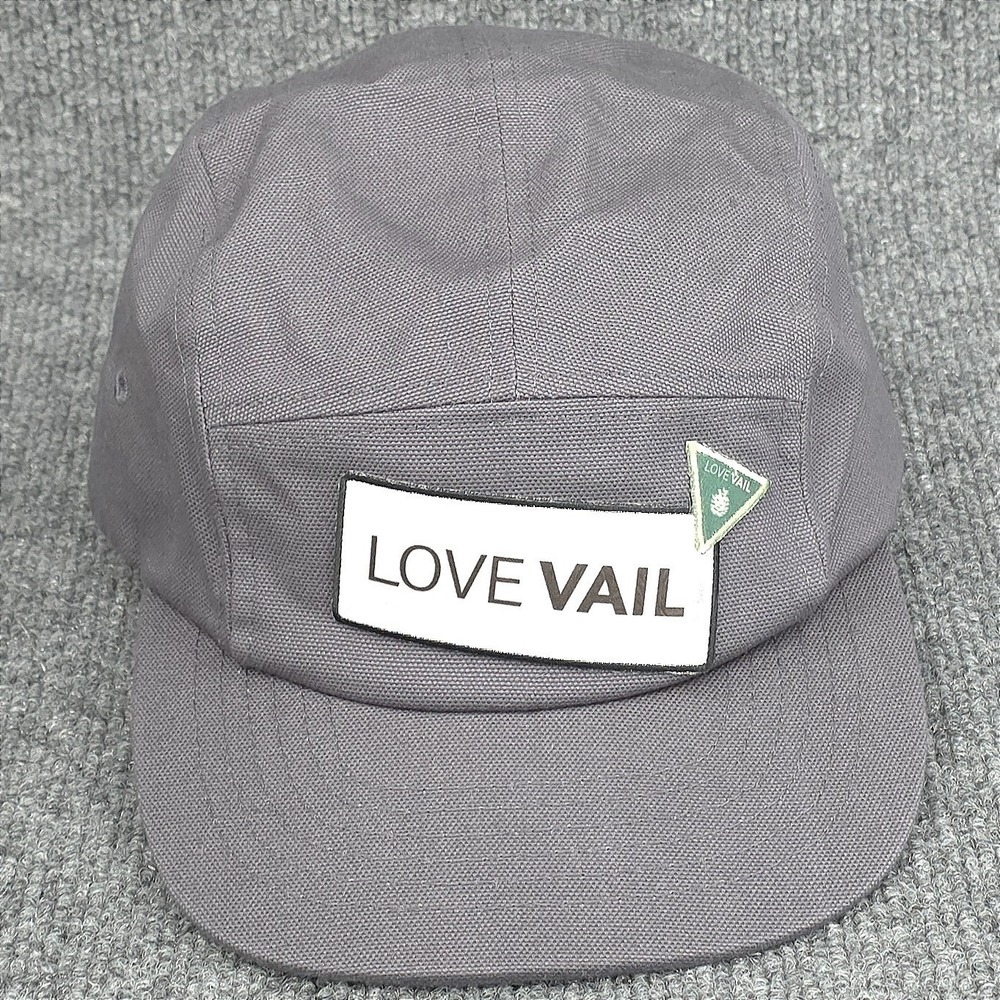 Vail Colorado Hat 5 Panel‎ Cap Gray Strap Back Resort Skiing Snowboard Ski Mens